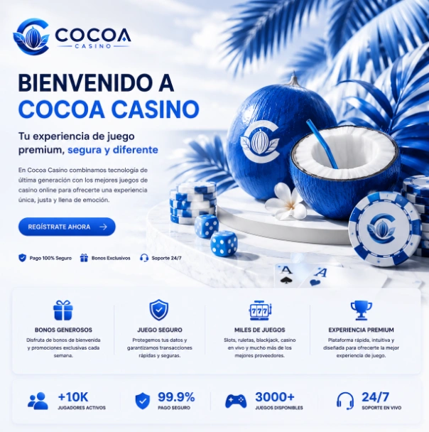 Vista conceptual de Cocoa Casino en móvil y ordenador
