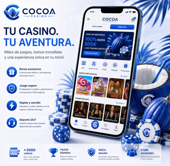 Panel visual e infografía de Cocoa Casino